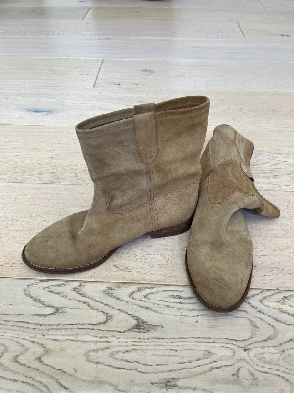 ISABEL MARANT suede Ankle Slouchy Boots in Tan — Classic Casual Style